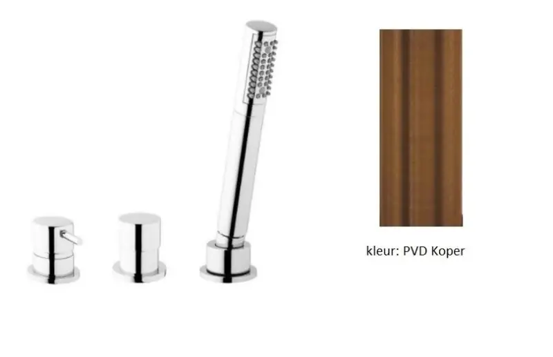 Waterevolution Flow 3-gats Badmengkraan voor Badrandmontage PVD Geborsteld Koper T138SBCPE