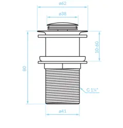 Aquadesign Push to Open afvoerplug 1.1/4 chroom wastafelplug