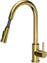 Quadri Leeds keukenmengkraan met uittrekbare douche met 2 standen PVD geborsteld goud 1208955910