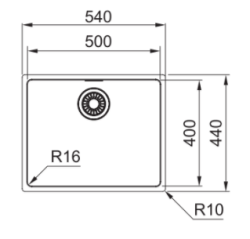 OUTLET deukje op bodem Franke Maris MRX 110.50 rvs spoelbak 50x40 onderbouw 1220527792