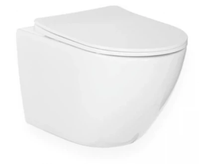 Flavio Vasto rimless verkorte wandtoilet glans wit incl. softclose zitting en quickrelease 1208956217