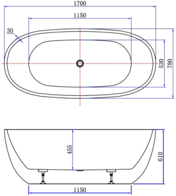 Design Bath vrijstaand ligbad 170x78cm acryl mat wit 1208956412