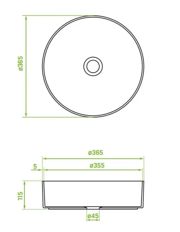 Aquadesign Wash you ronde opbouw waskom keramiek wit 36 cm breed 1208956626
