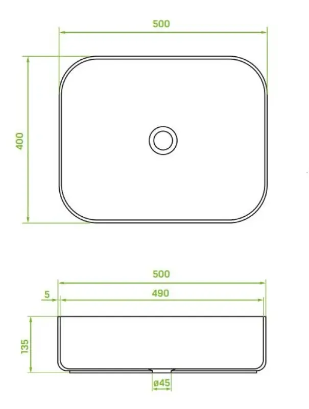 Aquadesign Wash you rechthoekige opbouw waskom keramiek wit met mat zwarte buitenkant 50x40 cm breed 1208956646