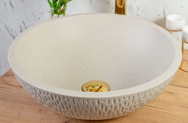 Aquadesign Wash you ronde granieten opbouw waskom kleur zand beige 41cm 1208956671