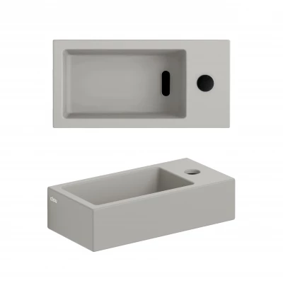 Clou Flush 3 fontein 36cm met kraangat rechts mat grijs keram.