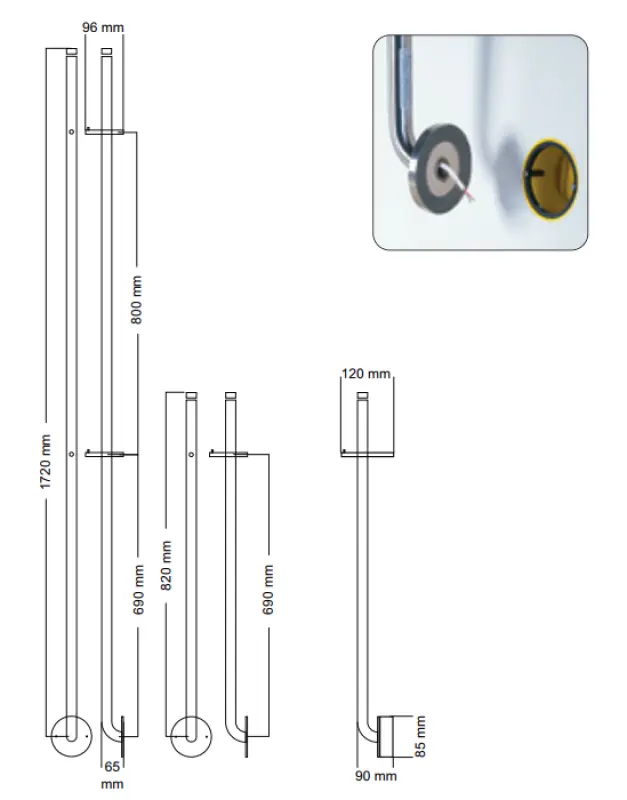 Instamat Jay elektrische handdoekdroger 172cm mat wit JAY010