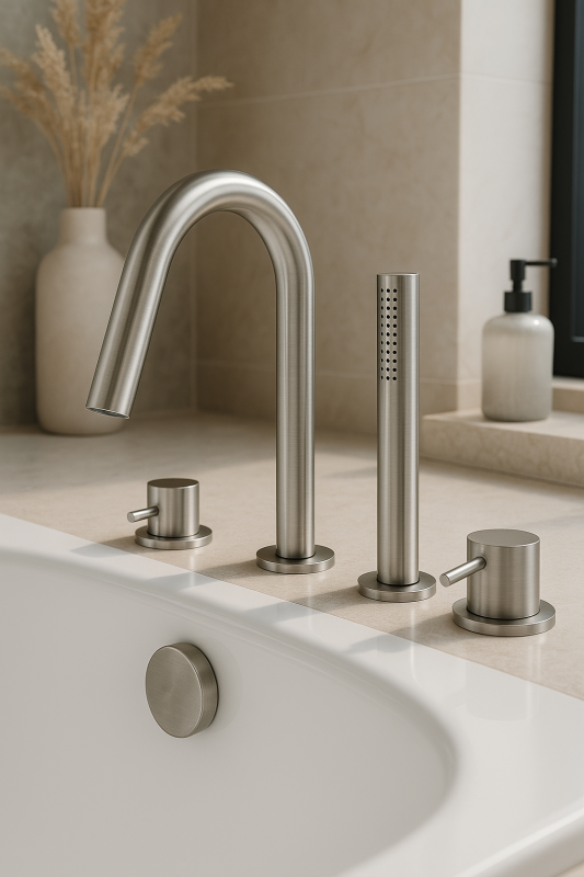 AquaTrimo Acciaio 4-gats Badmengkraan voor Badrandmontage RVS 1208957286