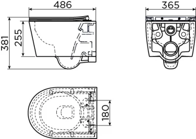 Clou InBe 1 wandtoilet met toiletzitting versie 48 cm mat wit