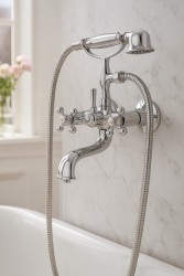 AquaTrimo Vivaldi klassieke opbouw badkraan met sterknoppen Chroom inclusief handdouche 43VV7372CM
