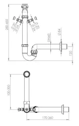 Ausmann Siphon ruimte besparende spoelbak sifon voor in de keuken met 2 vaatwasser aansluitingen 1208957660