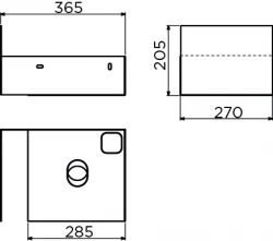 Clou FlushOpen kast met handdoekhouder tbv 1 rechts zwart technische tekening