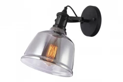Decor Muscari II wandlamp rookglas in metallic uitvoering en zwarte lamphouder 3862