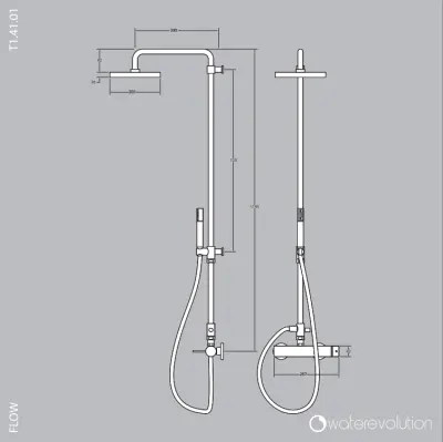 Waterevolution Flow douchecombinatie met regendouche mat wit T141BR