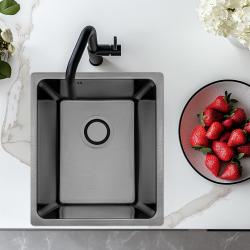 Aquadesign R25 steel opbouw, onderbouw en vlakinbouw spoelbak gun metal 34x40cm 1208958205