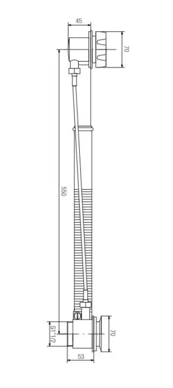 PB badafvoer Chroom met draaiknop aan overloop voor inbouw baden 1208958380