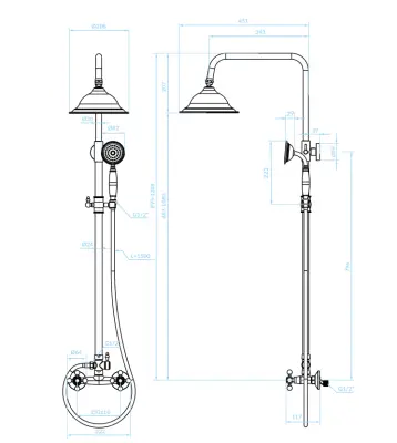 Aquadesign Marseille Douchekolom met regendouche en handdouche brons 1208958461