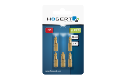 Hoegert Schroevendraaier bit PZ2 25 mm S2 staal titanium gecoat 5- delige blister 1208959898