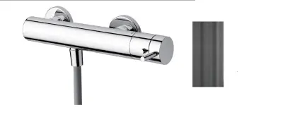 Waterevolution Flow douchethermostaat met douchegarnituur PVD gun Metal T140TNGME
