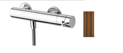 Waterevolution Flow douchethermostaat met douchegarnituur rond PVD geborsteld Koper T140TNRCPE