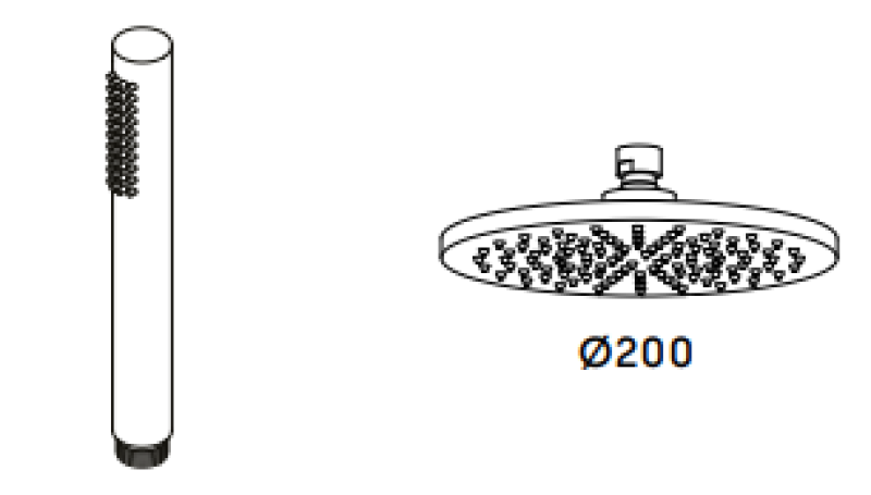 Waterevolution Flow thermostatische douchecombinatie met regendouche mat wit 200mm T141TNBR