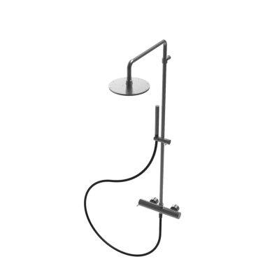 Waterevolution Flow thermostatische douchecombinatie met regendouche PVD Gun Metal 250mm T141TNR25GME