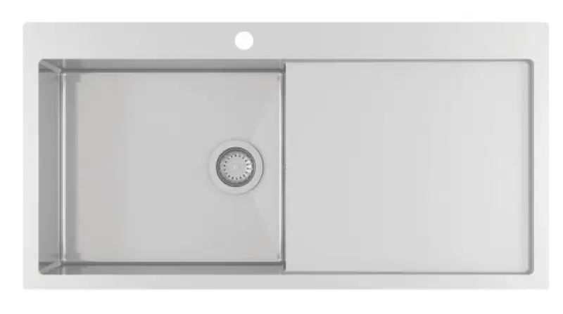 OUTLET SCHADE BAK Ausmann Oder Blue grote rvs spoelbak 100x51cm vlakbouw en opbouw met afdruipgedeelte 1208969928 OUTLET