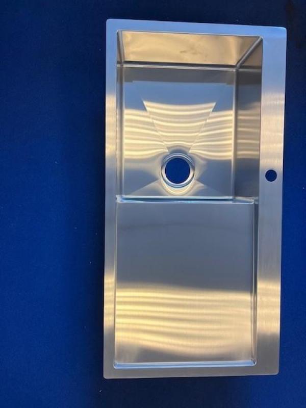 OUTLET SCHADE BAK Ausmann Oder Blue grote rvs spoelbak 100x51cm vlakbouw en opbouw met afdruipgedeelte 1208969928 OUTLET