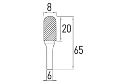 Afgeronde roterende frees C, 12x25