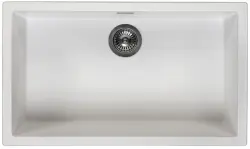 Witte Grote Spoelbak 70x40 cm Onderbouw, Opbouw en Vlakinbouw met Gun Metal Plug 1208970520