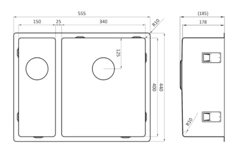 OUTLET Lichte beschadiging Lorreine 3415SP Copper rvs 1,5 anderhalve spoelbak gootsteen PVD Koper 3415cm 1208970698