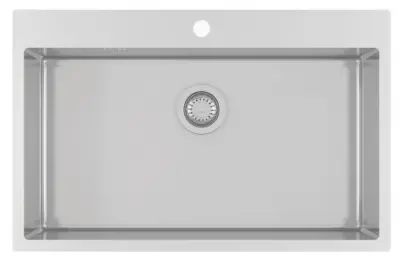 OUTLET Schade bak! Ausmann Oder Blue grote rvs spoelbak 79x50cm vlakbouw en opbouw met kraangatbank 1208970792