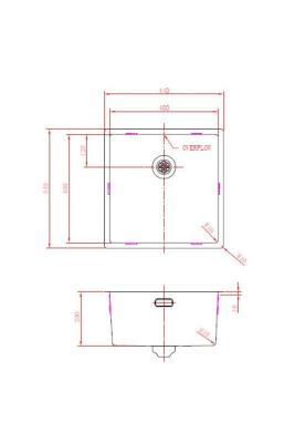 OUTLET Bekrast Pure.Sink Prestige spoelbak 40x40cm PVD Gun Metal 10mm radius onderbouw, vlakbouw, opbouw PPG4040-61