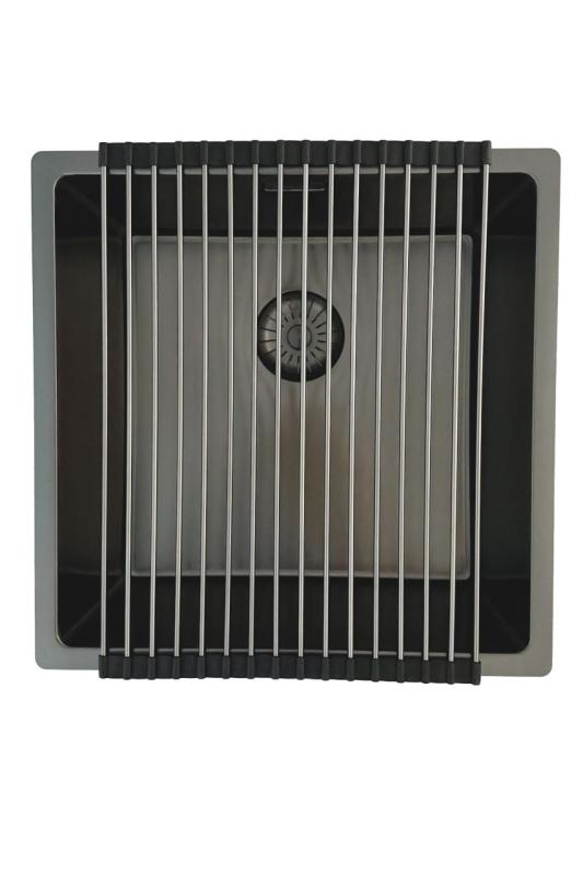 OUTLET Bekrast Pure.Sink Prestige spoelbak 40x40cm PVD Gun Metal 10mm radius onderbouw, vlakbouw, opbouw PPG4040-61
