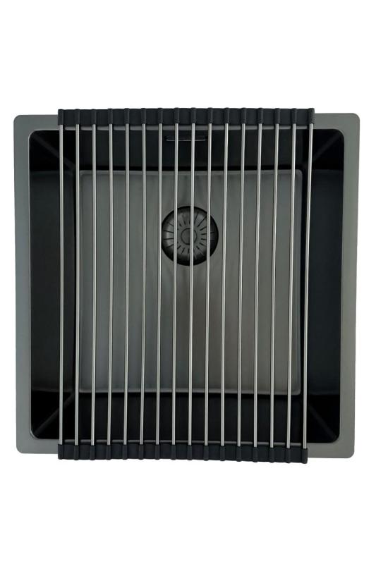 OUTLET Bekrast Pure.Sink Prestige spoelbak 40x40cm PVD Gun Metal 10mm radius onderbouw, vlakbouw, opbouw PPG4040-61