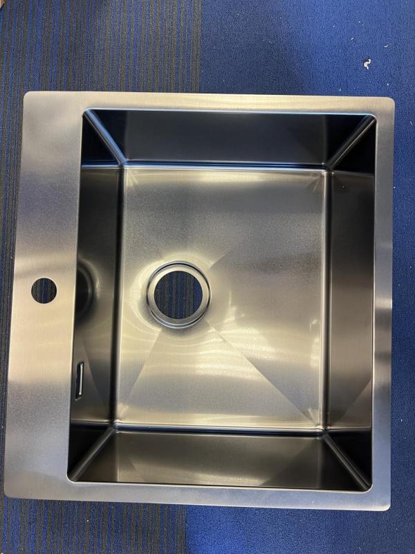 OUTLET  Schade bak Ausmann Weser RVS spoelbak antraciet kleur PVD Gun Metal 55x51 met kraangat onderbouw vlakbouw en opbouw 067144