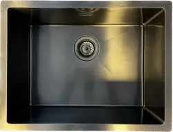 Hoek gebogen-Ausmann Turt gun metal spoelbak antraciet PVD 54x40 onderbouw vlakbouw en opbouw 1208971799