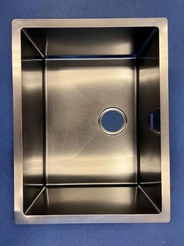 Hoek gebogen-Ausmann Turt gun metal spoelbak antraciet PVD 54x40 onderbouw vlakbouw en opbouw 1208971799