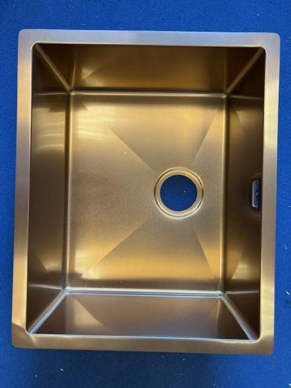 HOEK Gebogen Ausmann Mosel RVS spoelbak koper kleur PVD Copper 50x40 onderbouw vlakbouw en opbouw 1208971800