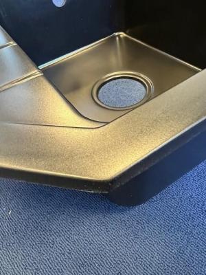 OUTLET LICHT BESCHADIGD Graniteland Amiata Granieten Zwart Hoekspoelbak opbouw 965x496mm met RVS Plug 1208971820