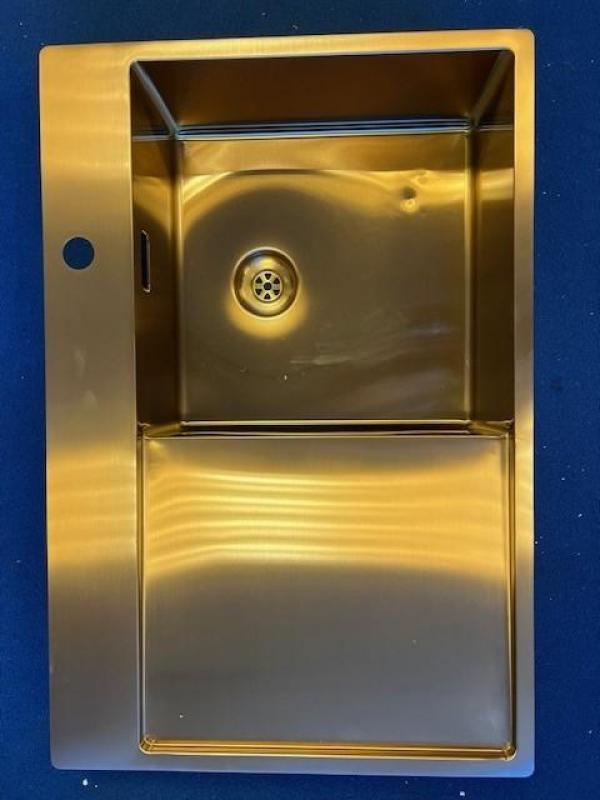 OUTLET Kleine deukjes Pure.Sink Exclusivo Koperen spoelbak met afdruipgedeelte 78x52 cm Tapwing rechts 1208971866