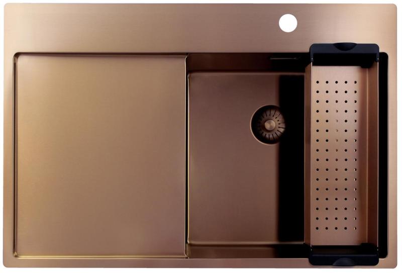 OUTLET Kleine deukjes Pure.Sink Exclusivo Koperen spoelbak met afdruipgedeelte 78x52 cm Tapwing rechts 1208971866