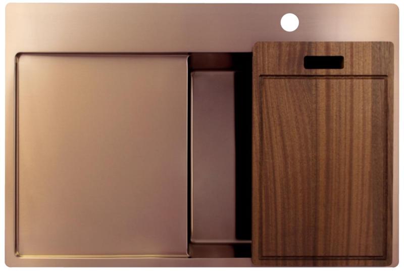 OUTLET Kleine deukjes Pure.Sink Exclusivo Koperen spoelbak met afdruipgedeelte 78x52 cm Tapwing rechts 1208971866