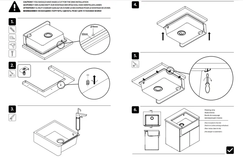 OUTLET Licht beschadigd GraniteMy Tradition landelijke tussenbouw gootsteen granieten spoelbak 60x48 cm wit farmhouse onderbouw en vlakbouw 1208972433
