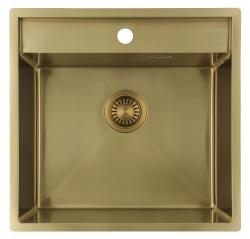 OUTLET Hoek gebogen Pure.Sink Luxion Gouden spoelbak 51x50 cm Tapwing met kraangatbank 1208972440