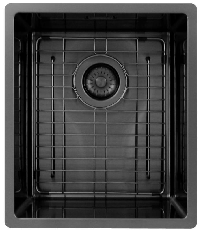 OUTLET Hoeken gebogen Pure.Sink Exclusivo Gun metal spoelbak 34x40 cm 10mm radius onderbouw, vlakbouw en opbouw 1208972446