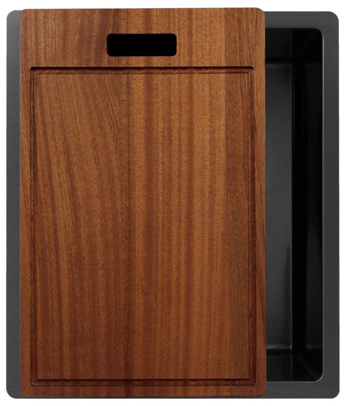 OUTLET Hoeken gebogen Pure.Sink Exclusivo Gun metal spoelbak 34x40 cm 10mm radius onderbouw, vlakbouw en opbouw 1208972446