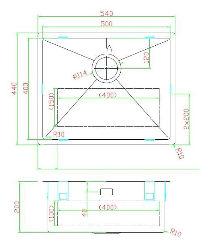Pure.Sink Luxion PVD Antiek Bronzen spoelbak 50x40 cm onderbouw met bodemrek PLX5040-64
