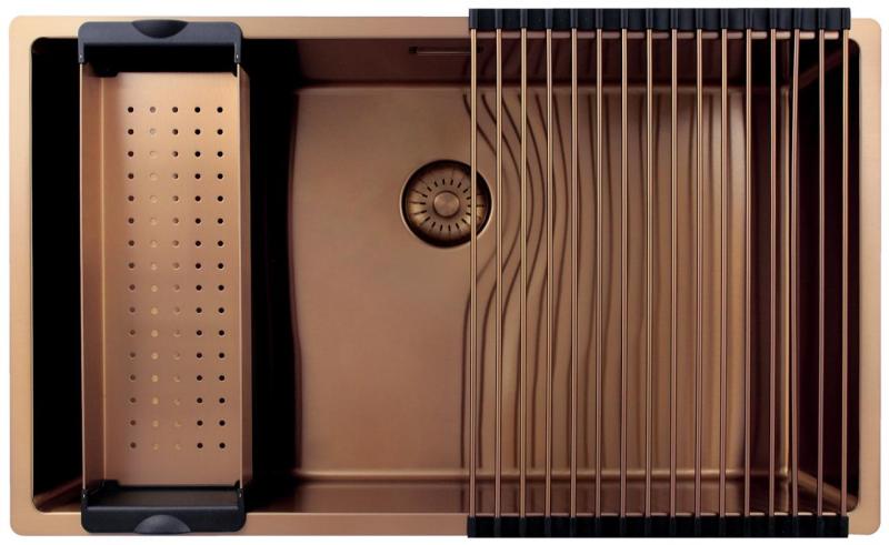 OUTLET Bekraste Pure.Sink Exclusivo grote Koperen spoelbak 70x40 cm 10mm radius onderbouw, vlakinbouw en opbouw PEX7040-62