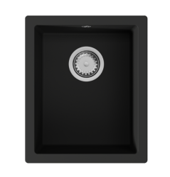 GraniteMy Universal granieten zwarte spoelbak 34x40 cm zwart  onderbouw met rvs plug 1208972603
